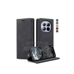 CASEME Leather Wallet Flip Case ya Poco M8 5G - Nyeusi