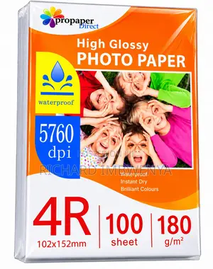 Karatasi ya Picha ya 4R Glossy - 5760 Dpi, 100 Sheti, 180gsm