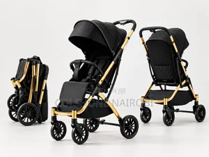 Foldable Baby Stroller - Black Gold Lightweight Travel Pram