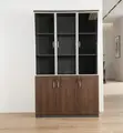 3-Door Wooden Half Glass Office Storage Cabinet - 2