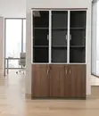 3-Door Wooden Half Glass Office Storage Cabinet - 3