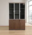 3-Door Wooden Half Glass Office Storage Cabinet - 4