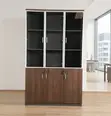 3-Door Wooden Half Glass Office Storage Cabinet - 5