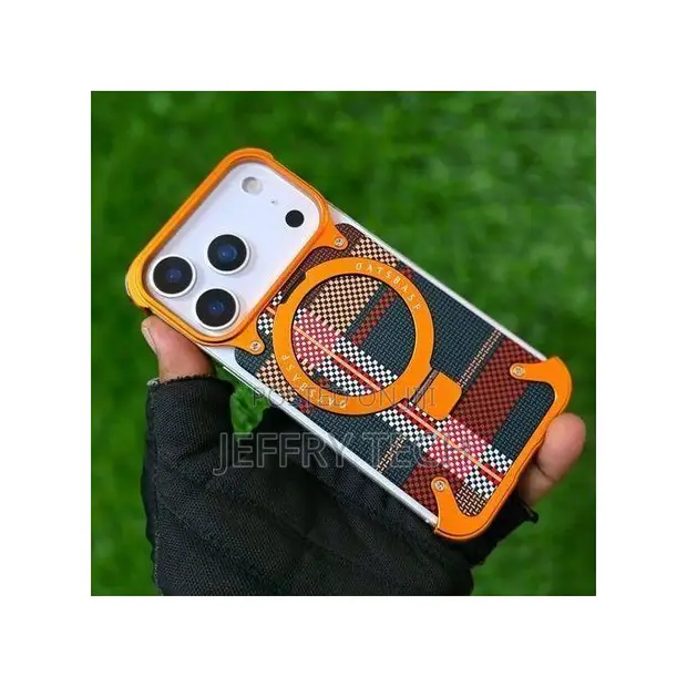 Oatsbasf iPhone 17 Pro Max Frameless Leather Magnetic Case - Orange - 1