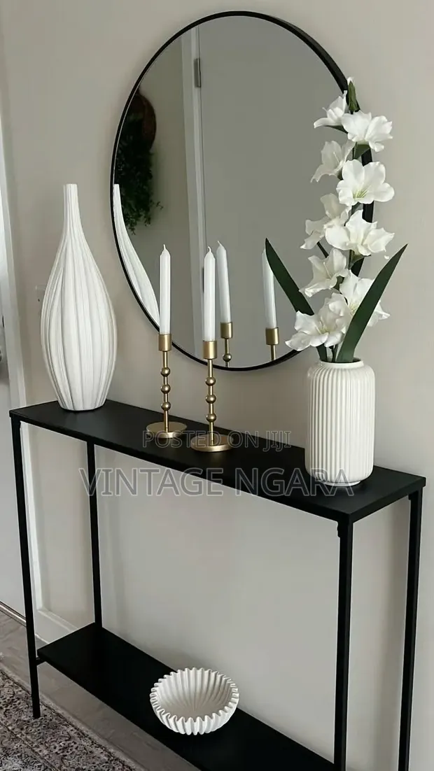 Modern Console Table - White & Gold or Black with Mirror - 1