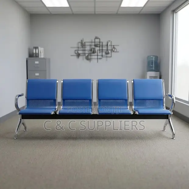 4-Link Blue Guest Waiting Bench - 1