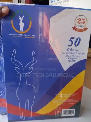 C4 White Envelopes - Peel & Seal, 100gsm (50 Pcs)