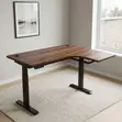 Curved Brown Height Adjustable Desk - 1.4m - 4