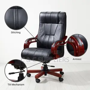 Leather Swivel Bliss Desk Chair - Nyeusi