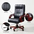 Leather Swivel Bliss Desk Chair - Nyeusi - 3