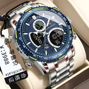 Poedagar Waterproof Dual Display Stainless Steel Watch
