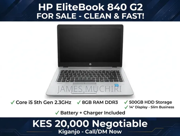 HP EliteBook 840 G2 Laptop - Core i5, 8GB RAM, 500GB HDD - 1