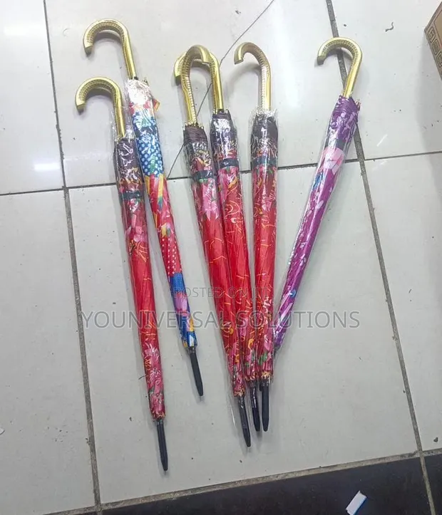 Flowered and Black Umbrellas - 1
