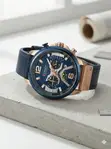 Curren Men's Blue/Black Leather Strap Watch - 5