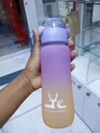 Frosted Plastic Water Bottle with Straw - 1