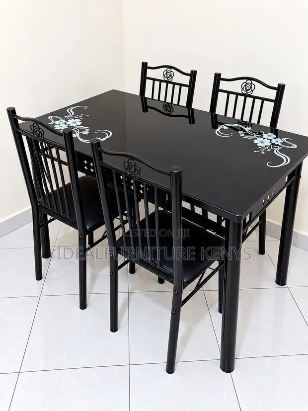 4 Seater Black Dining Chair - 1