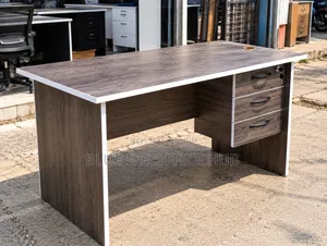 Modern Executive Office Desk with 3 Drawers - Dark Wood