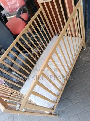 Foldable Wooden Baby Cot with Mattress