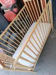 Foldable Wooden Baby Cot with Mattress - 1