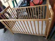 Foldable Wooden Baby Cot with Mattress - 4