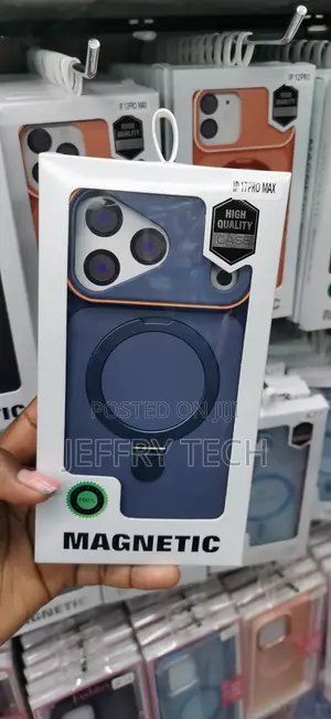 Blue Magnetic Phone Case with Ring Stand for iPhone 17 Pro Max
