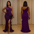 Naya Purple One Shoulder Slitted Evening Dress - 2