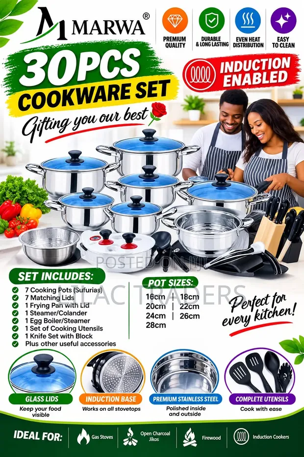 Marwa 30-Piece Induction Enabled Cookware Set - 1