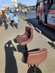 Modern Brown Bar Stool Chair with Padded Seat - 1
