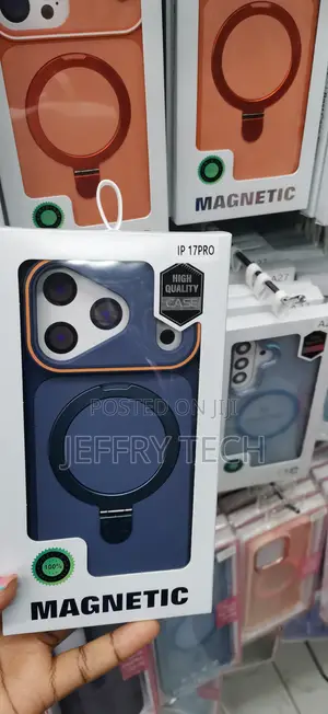 Blue and Orange Magnetic Silicone Case for iPhone 17 Pro