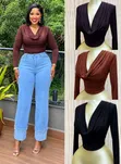 Cowl Neck Long Sleeve Top - 1