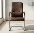 Brown Leather Visitor Bench - Sled Base Office Chair - 2