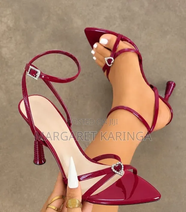 Sandal Heels za Ngozi Rangi ya Burgundy - Size 40-41 - 1