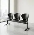 3-Seater Linked Reception Bench - Black - 2