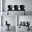 3-Seater Linked Reception Bench - Black - 4