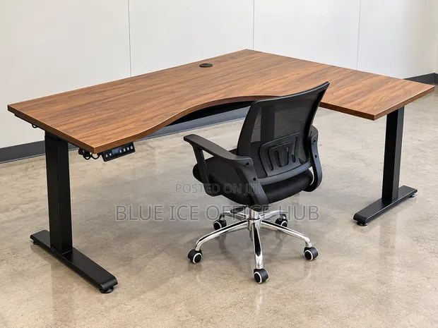 Height Adjustable Ergonomic L-Shaped Workstation Table - 1