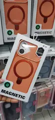 Kesi ya Orange Matte yenye Magnetic Ring Stand kwa iPhone 17 - 2