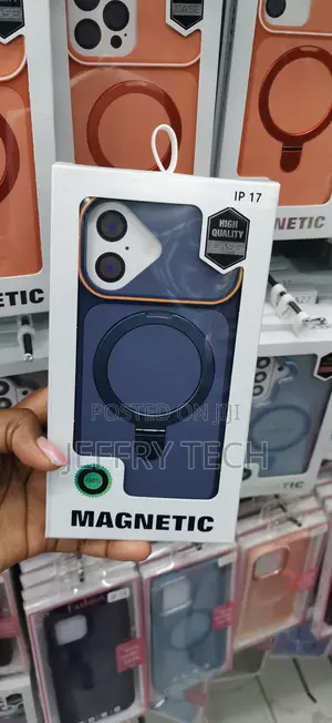 Blue Magnetic Case with Ring for iPhone 17