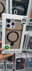 Kava ya Magneticase ya Beige na Orange na Pete ya Kusimama kwa iPhone 16 Pro Max - 1