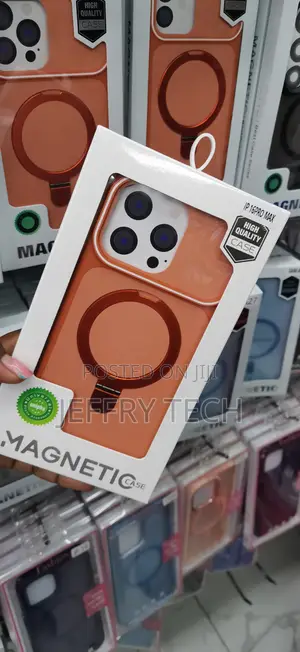 Kesi ya Orange yenye MagSafe na Kickstand kwa iPhone 16 Pro Max