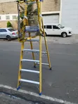Titan Fiberglass Platform Ladder yenye Safety Cage - 1