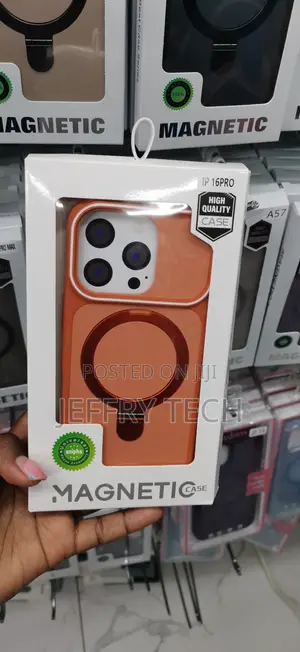 Orange Unipha Magnetic Case na Pete Iliyojengewa Ndani kwa iPhone 16 Pro