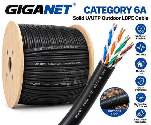 Giganet Category 6A Solid U/UTP Outdoor LDPE Cable - 1