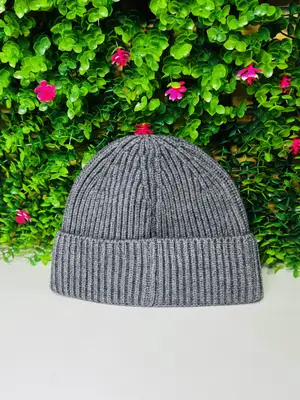 Stylish Plain Knit Beanie Hat - Soft Warm Fold-Over Cuff