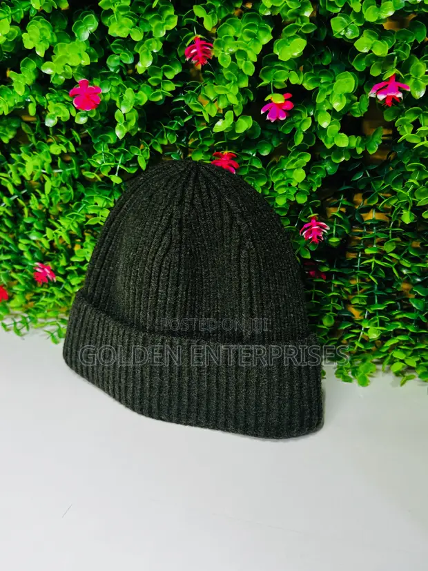 Green Ribbed Knit Beanie Hat - Unisex Casual Winter Hat - 1