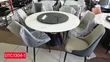 6-Seater Modern Round Marble Dining Set with Lazy Susan - 2