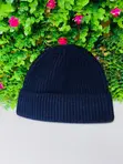 Navy Blue Trendy Urban Knit Beanie Cap - 1
