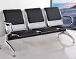 3-Seat Padded Office Reception Waiting Bench - Black - 4