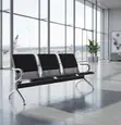 3-Seat Padded Office Reception Waiting Bench - Black - 5