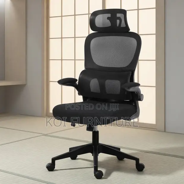 Kiti cha Ofisi cha Orthopedic Nyeusi chenye Armrests Zinazofunguka - 1