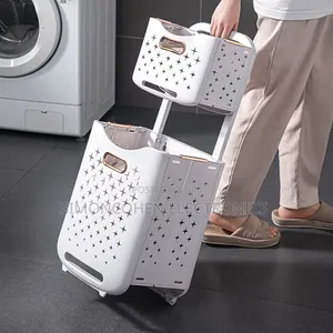 2-Tier Laundry Hamper with Wheels